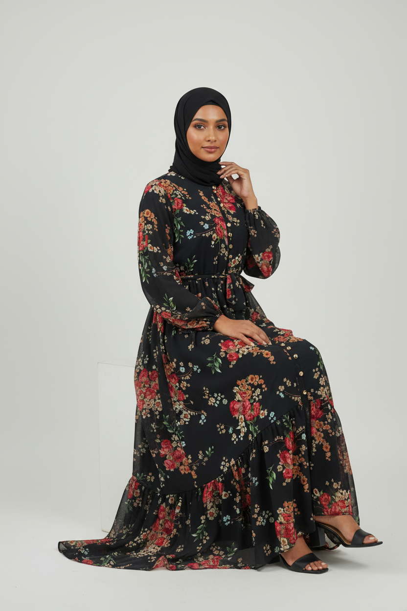 Black Rose Black Hijab Pose 4