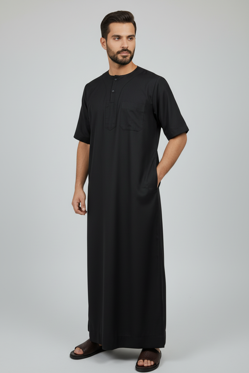 Black Thobe short sleeves