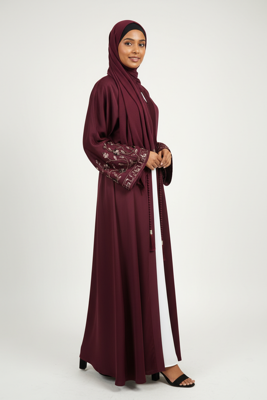 Burgundy Abaya 2