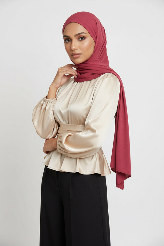 Emirati Jersey Hijab - Raspberry