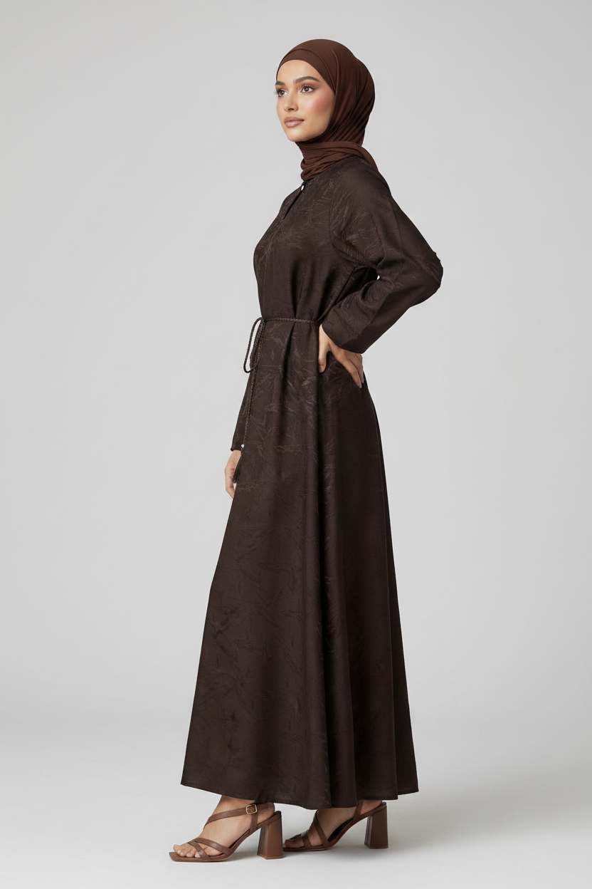 The Cacao Jacquard Abaya