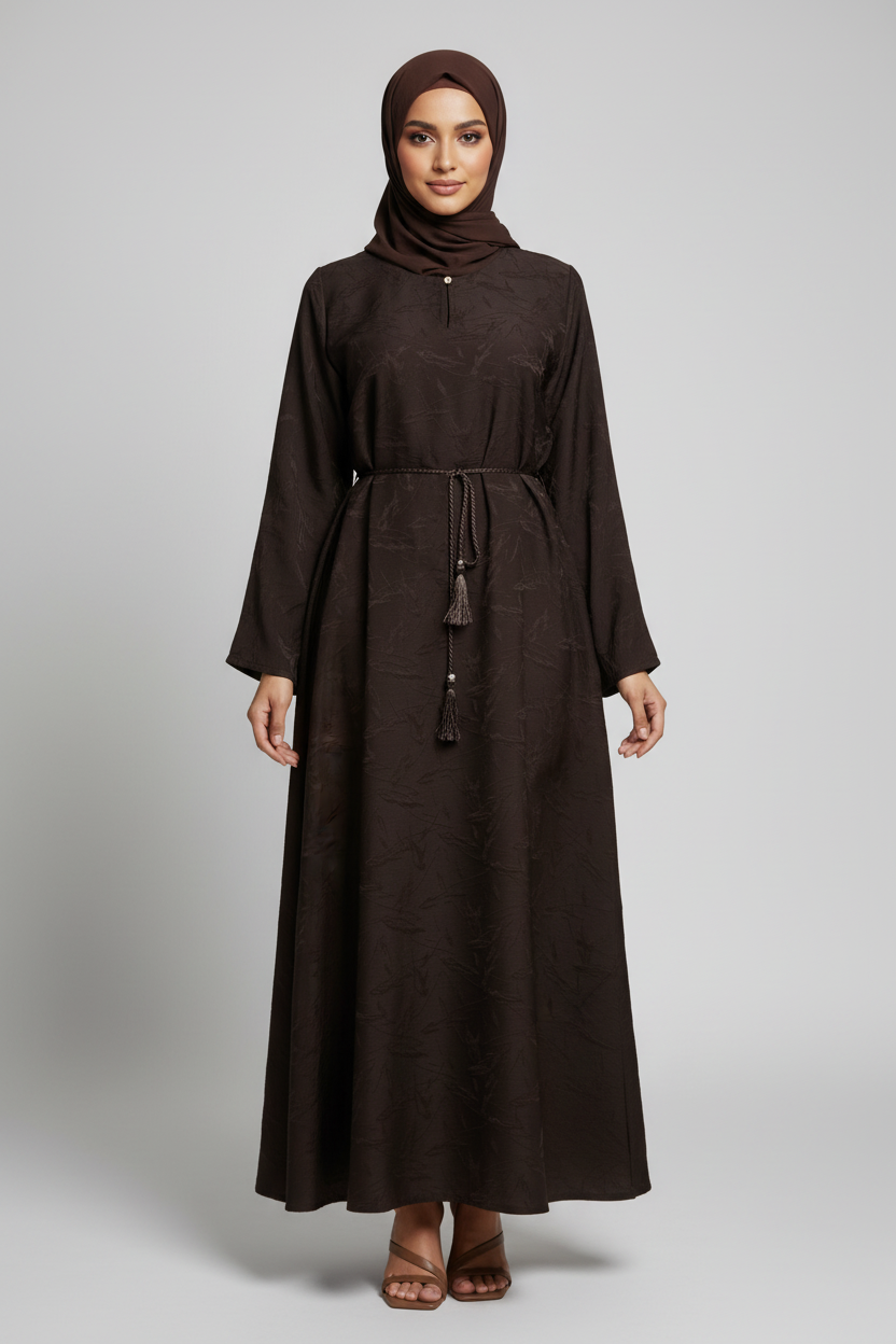 The Cacao Jacquard Abaya