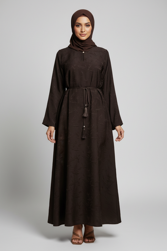 The Cacao Jacquard Abaya