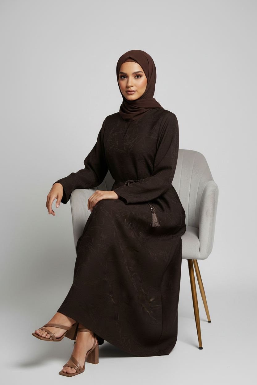 The Cacao Jacquard Abaya