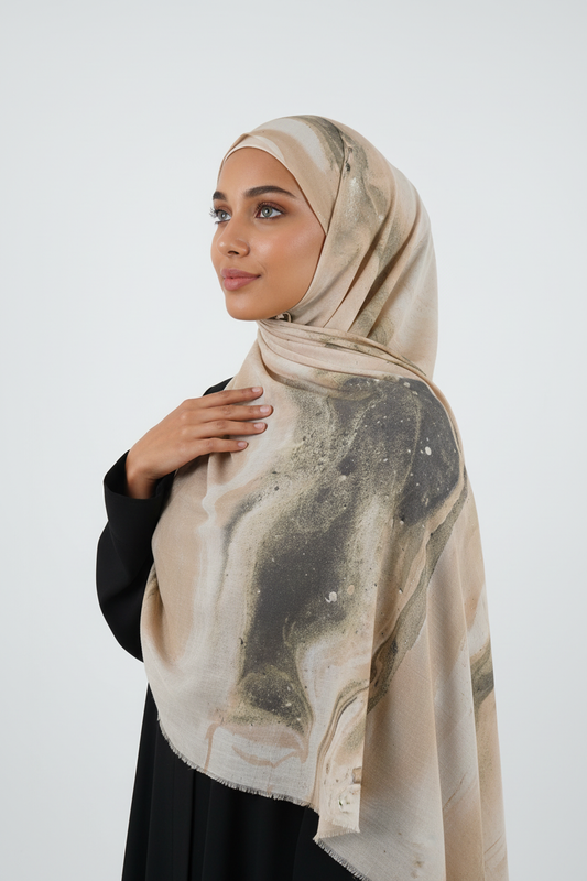 Cream Marble Hijab8