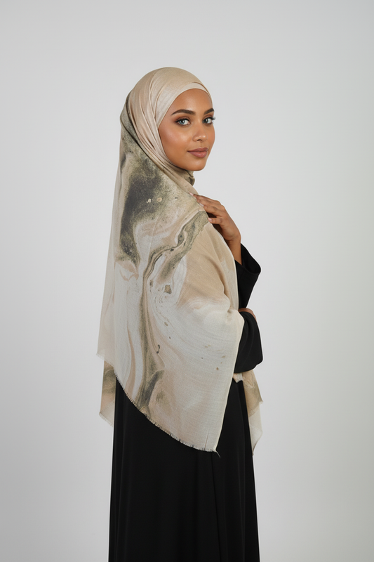 Cream Marble Hijabr4