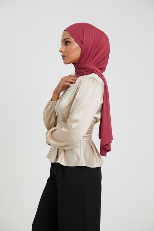 Emirati Jersey Hijab - Raspberry