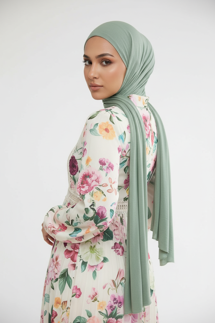 Emirati Jersey Hijab - Sage Green