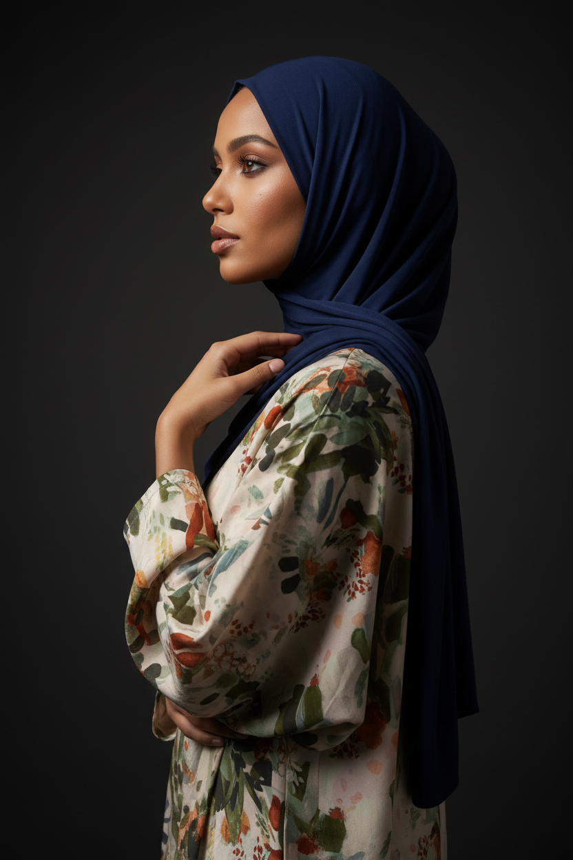 Emirati Jersey Hijab - Navy