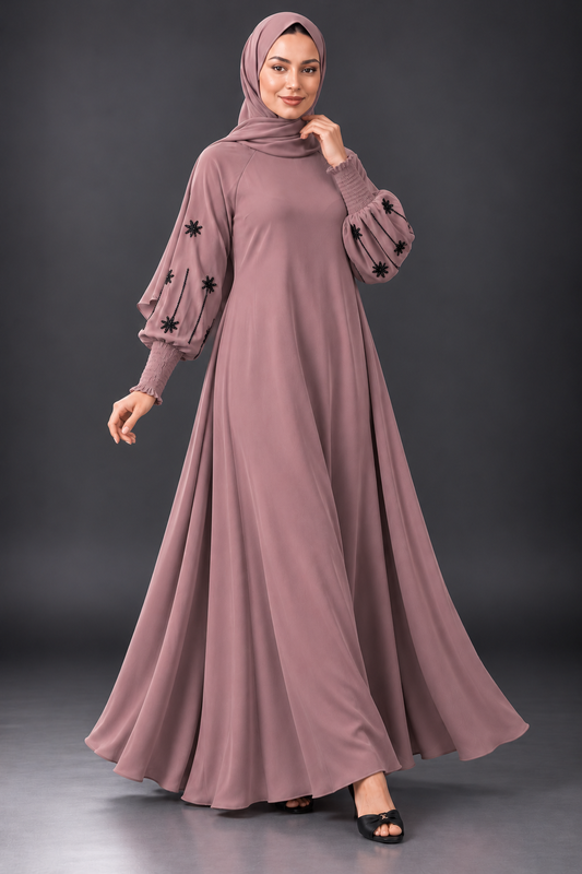 Dahlia Dusty Mauve Embellished Abaya
