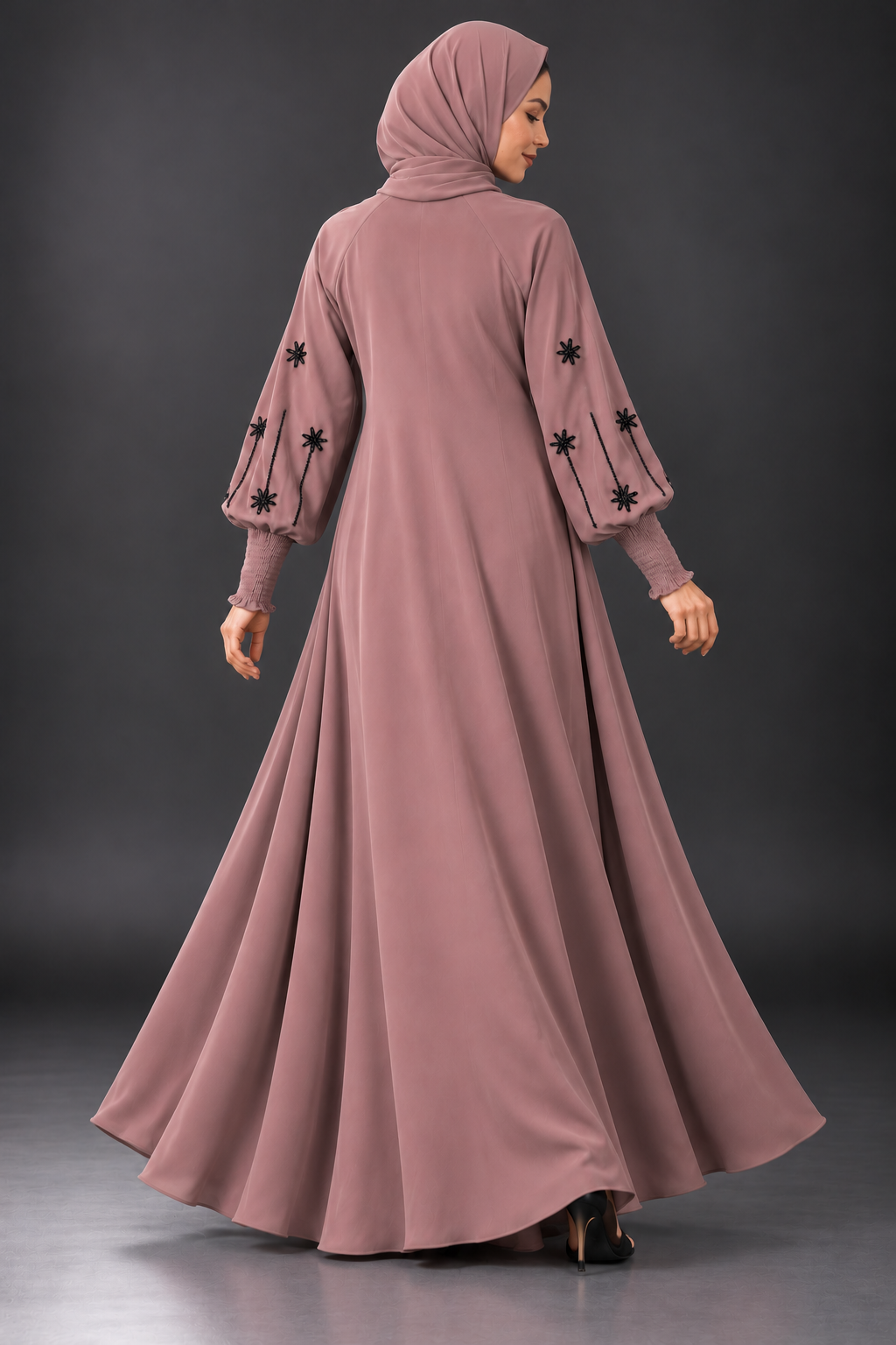 Dahlia Dusty Mauve Embellished Abaya
