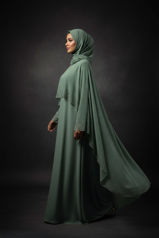 Pistachio Signature Cape Abaya