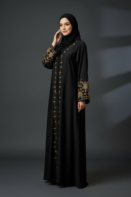 Gold Embellished Black Abaya