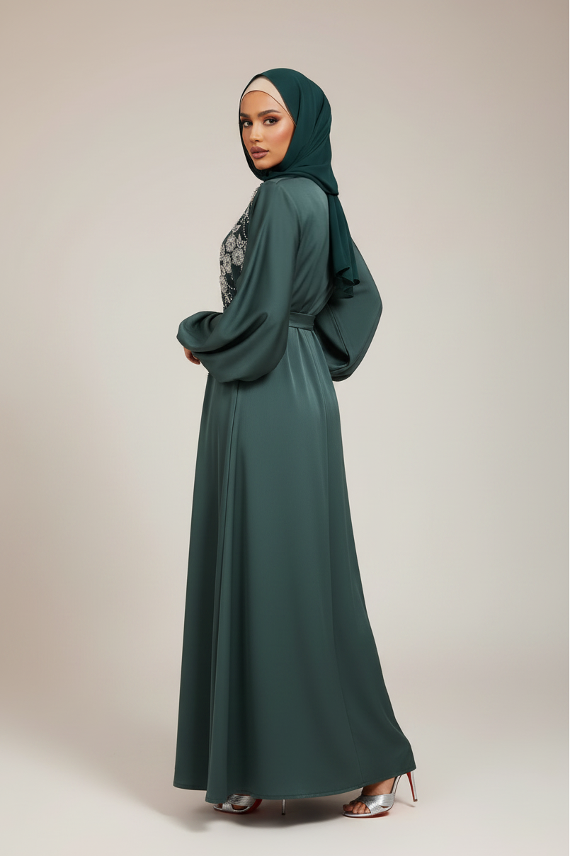 The Opulent Abaya in Emerald Teal