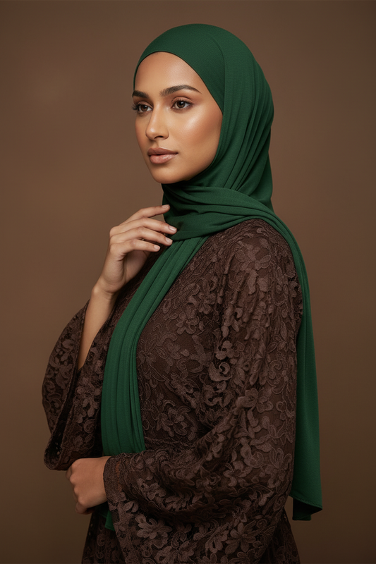 Emirati Jersey Hijab - Forest Green