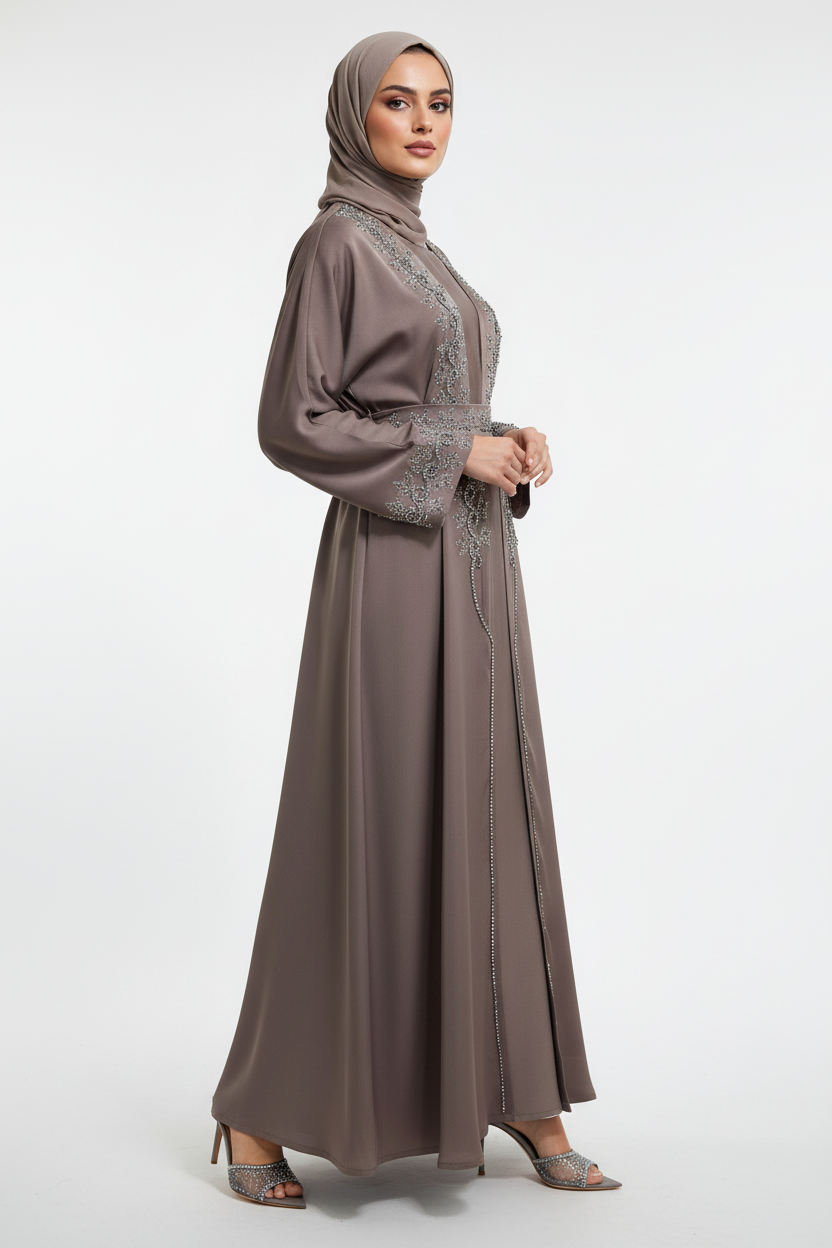 Taupe Royale Embellished Abaya