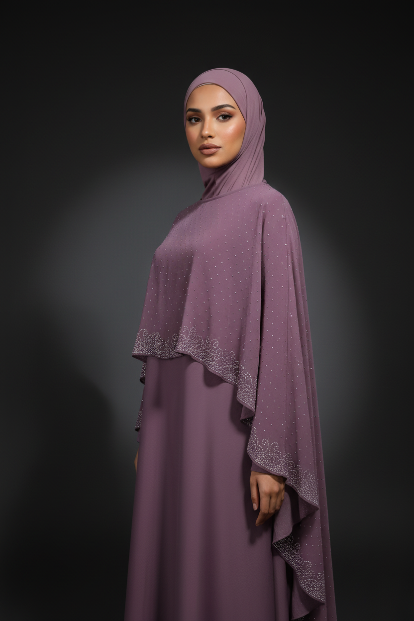 Dusty Mauve Signature Cape Abaya