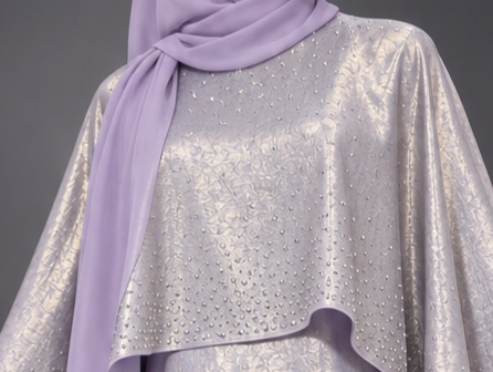 Lilac Shimmer Crystal Cape Abaya