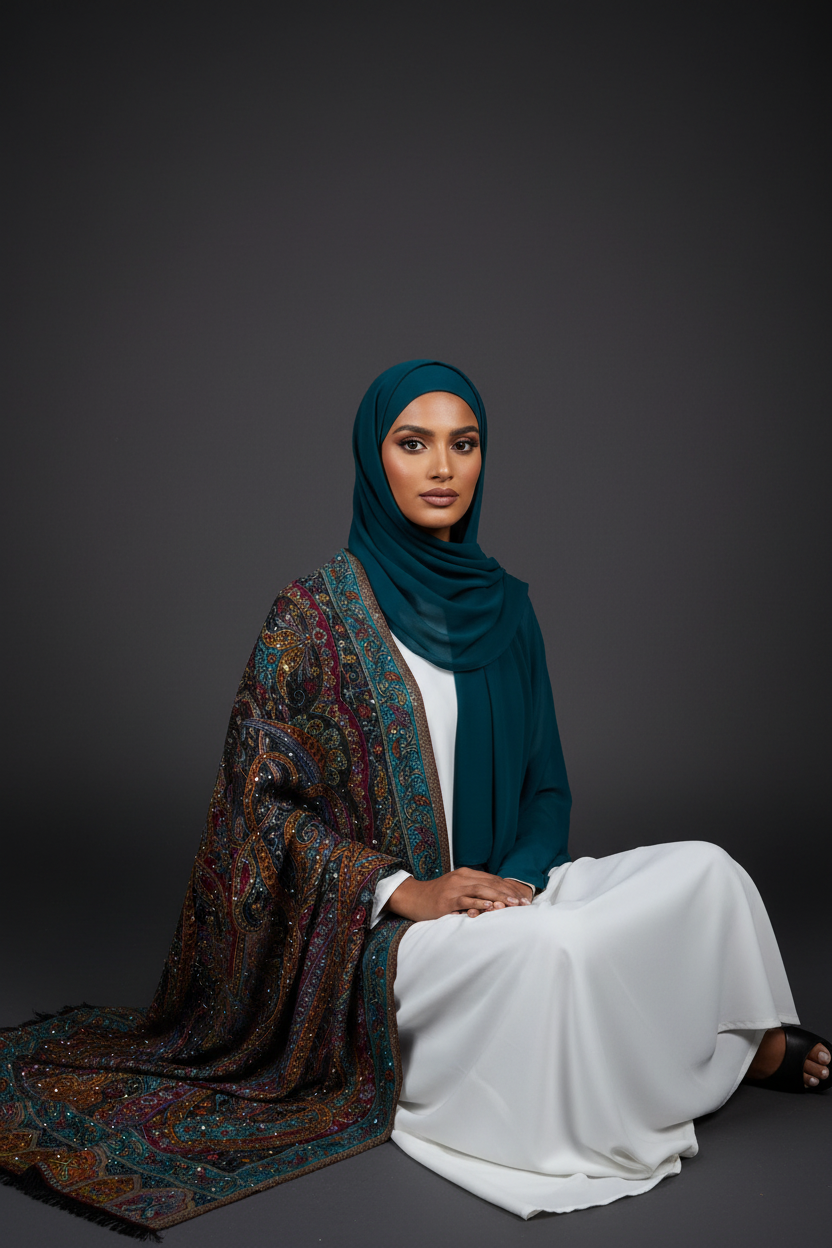 The Peacock Persian Pashmina Abaya