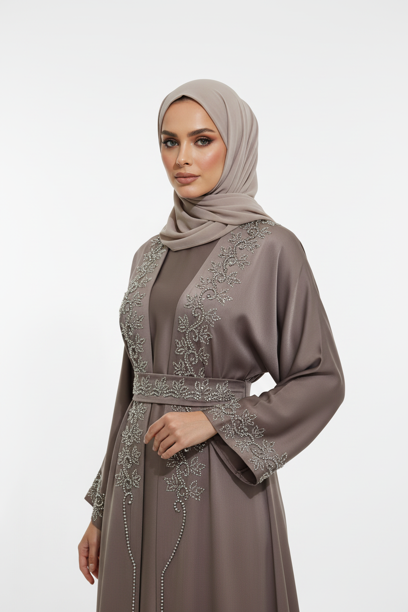 Taupe Royale Embellished Abaya