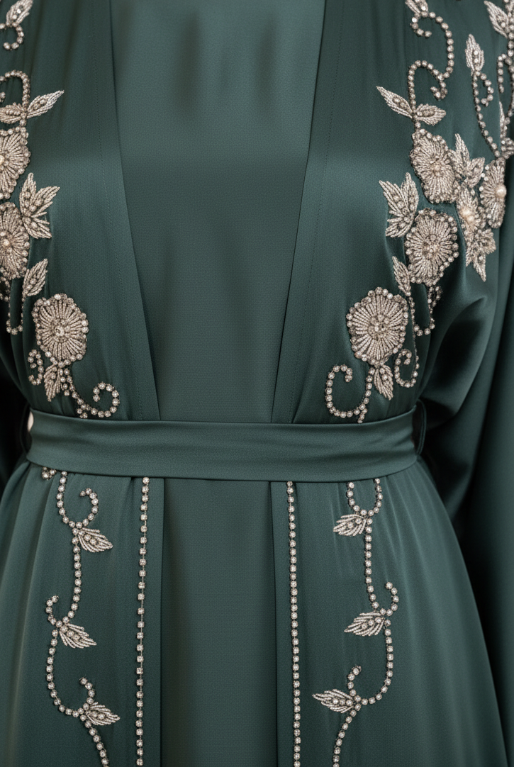 The Opulent Abaya in Emerald Teal