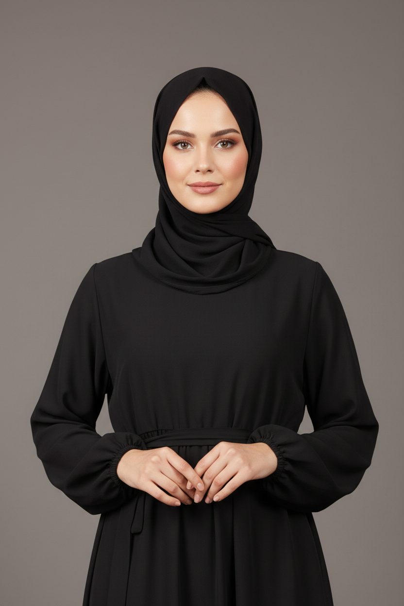 عباية سوداء بكشكشة متعددة الطبقات
