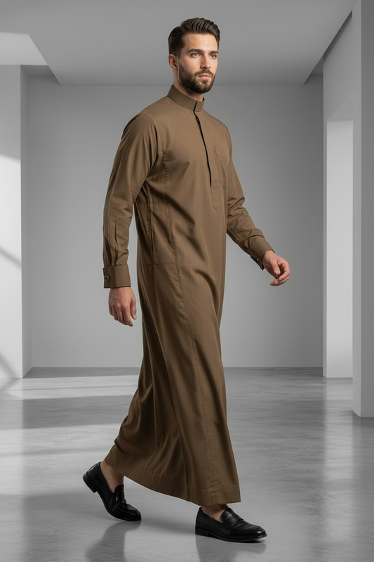 Premium Thobe in Tobacco Brown