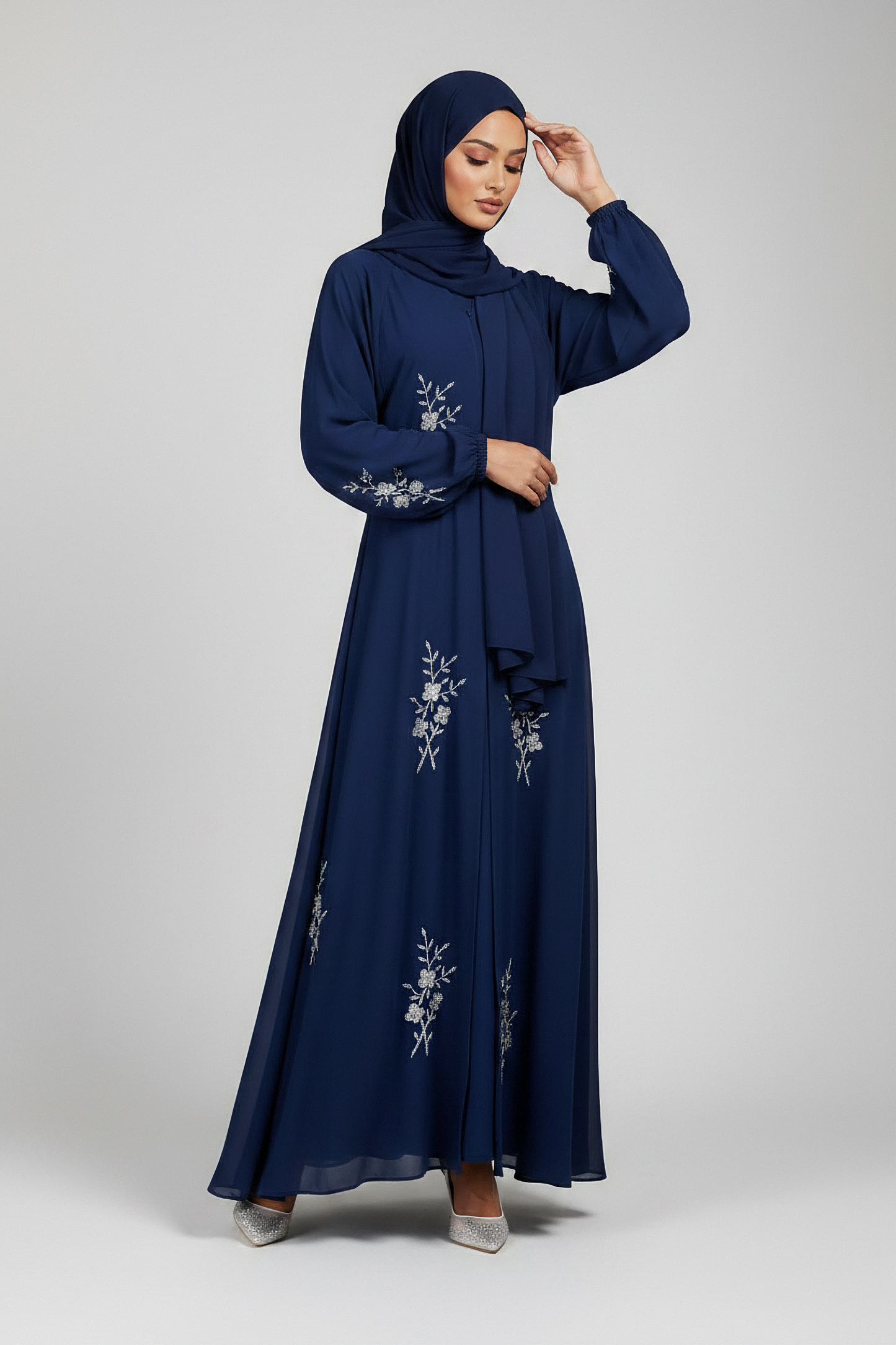 The Sapphire Blossom Embellished Abaya