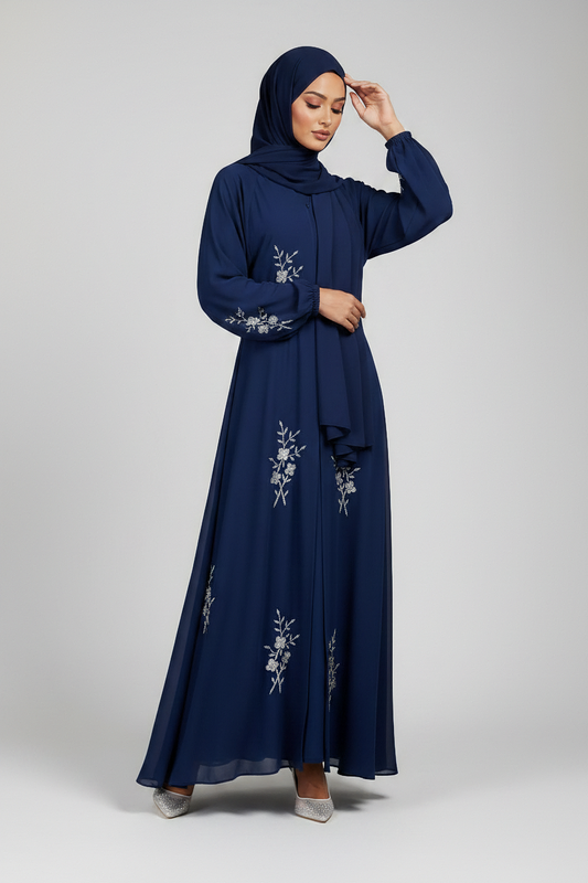 The Sapphire Blossom Embellished Abaya