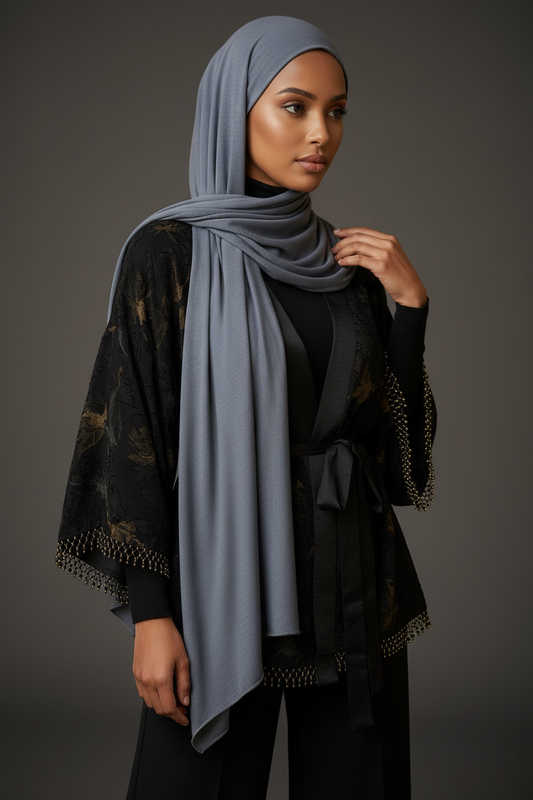 Emirati Jersey Hijab - Blue-Grey