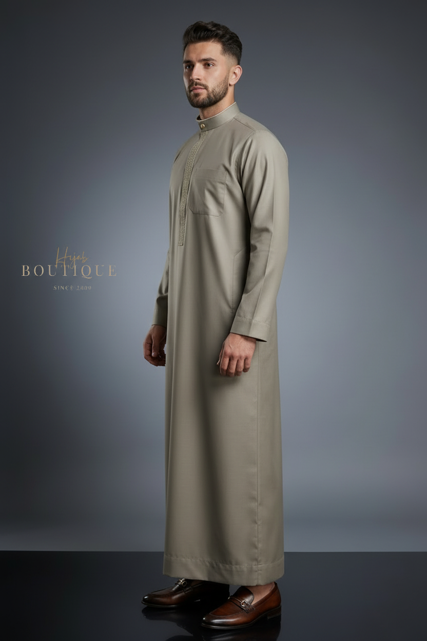 The Noble Thobe in Sage — side profile