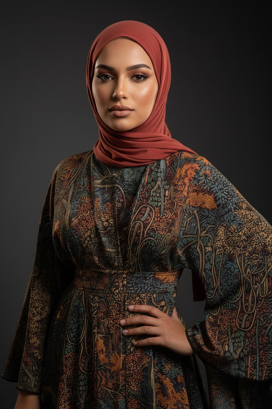 emirati jersey hijab terracotta