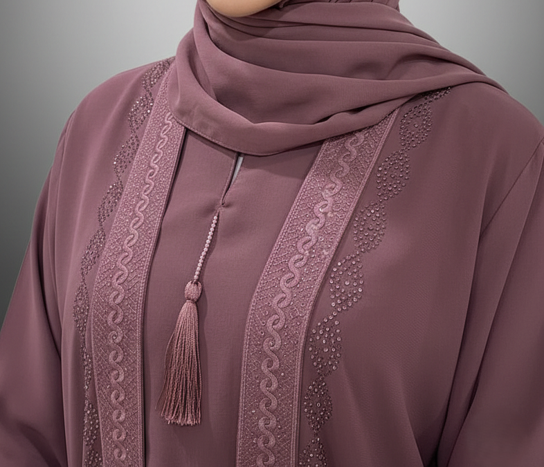 Dusty Rose Embellished Abaya