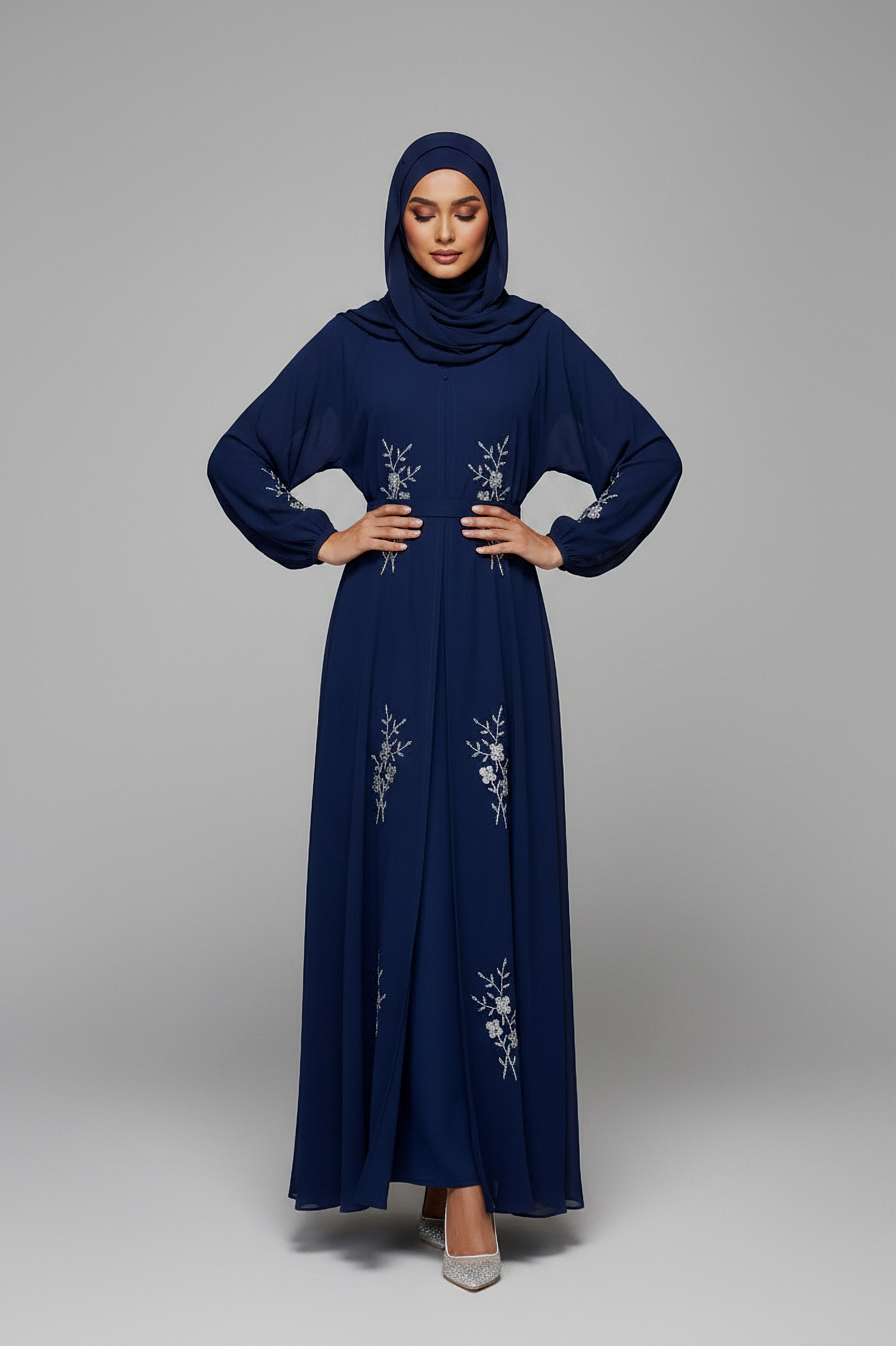 The Sapphire Blossom Embellished Abaya