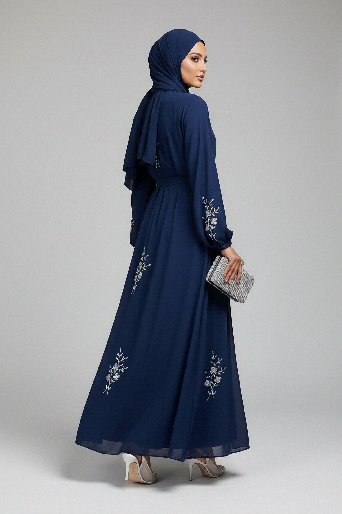 The Sapphire Blossom Embellished Abaya