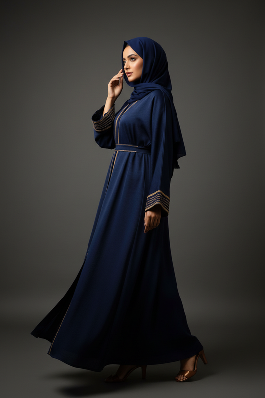 Regal Navy Crystal Abaya