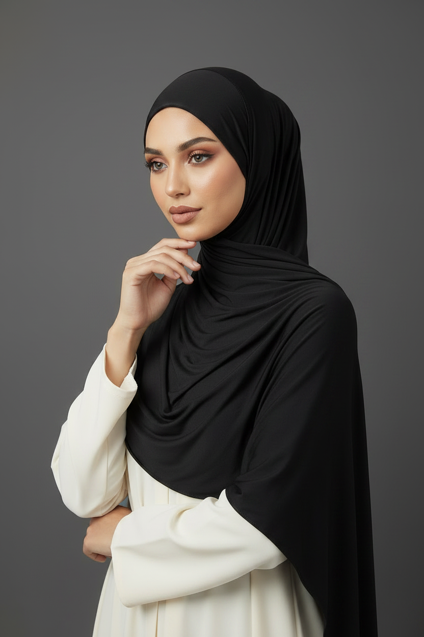 Liquid Jersey Hijab - Black - Safia