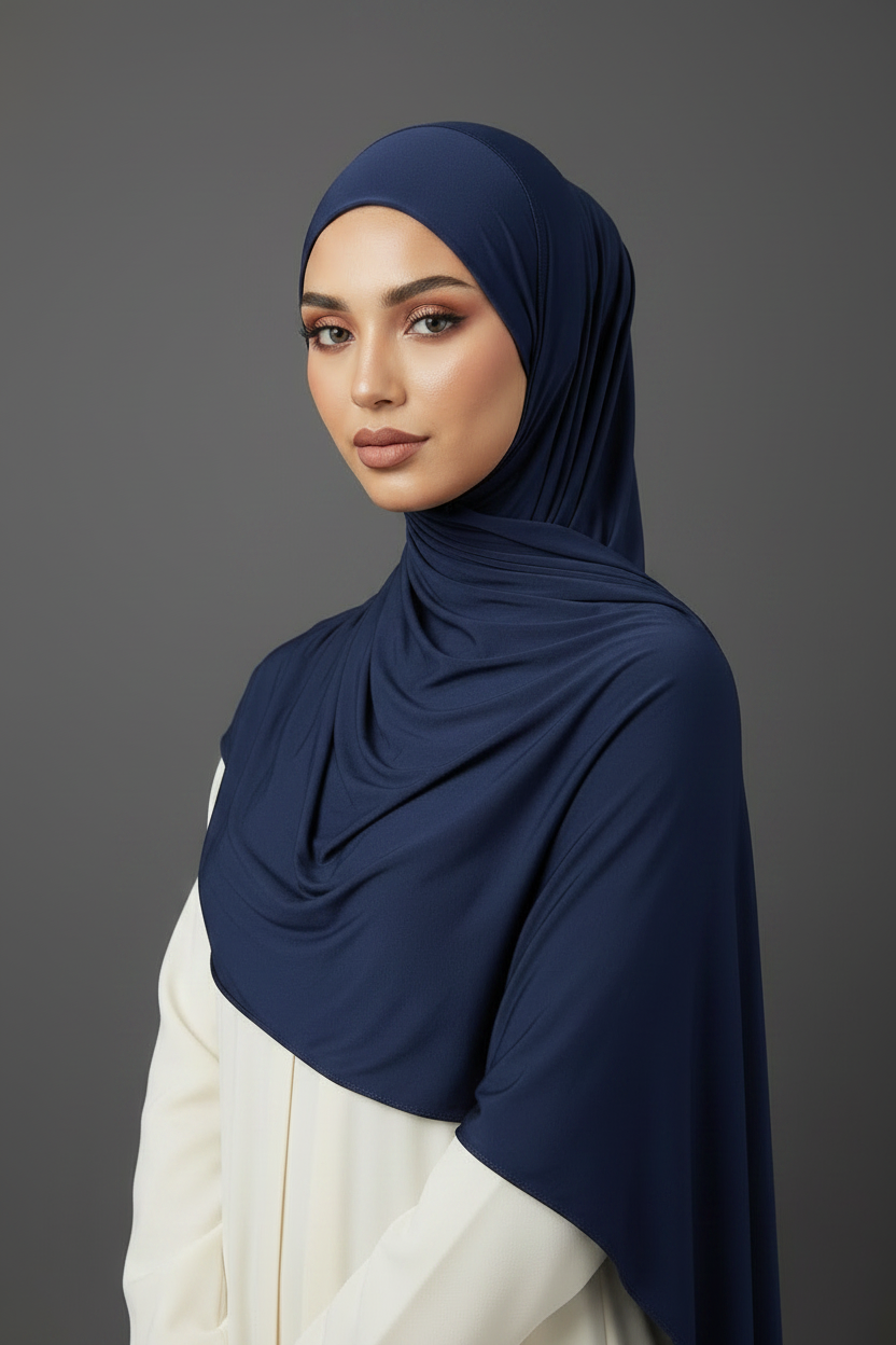 Liquid Jersey Hijab - Navy