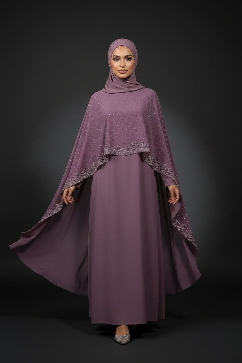 Dusty Mauve Signature Cape Abaya
