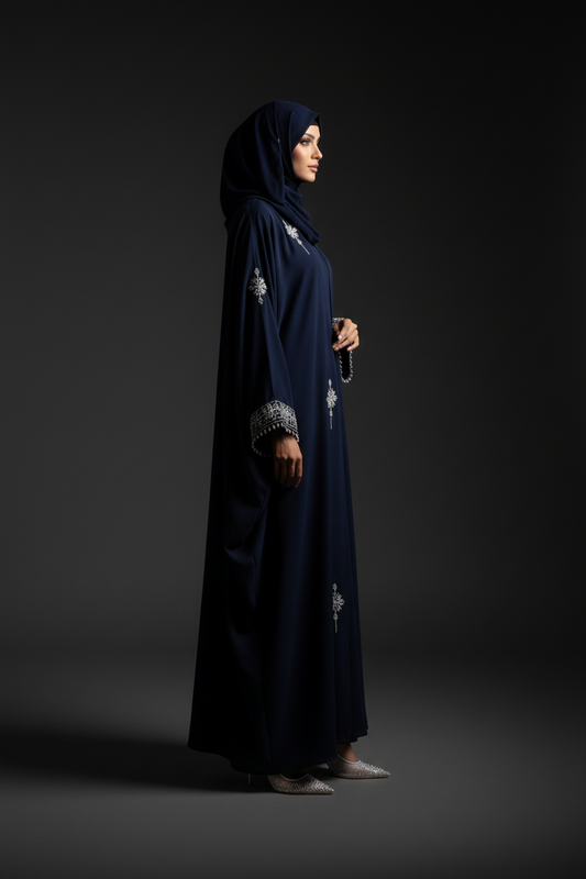 Midnight Blossom Butterfly Abaya