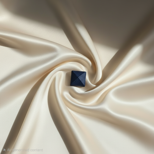 Navy Hijab Magnet - Ivory Satin Swirl