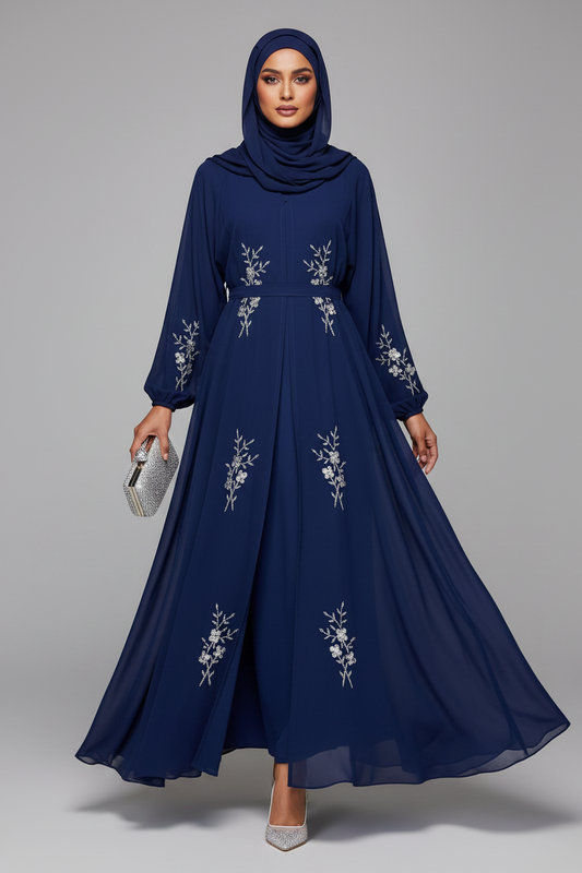 The Sapphire Blossom Embellished Abaya