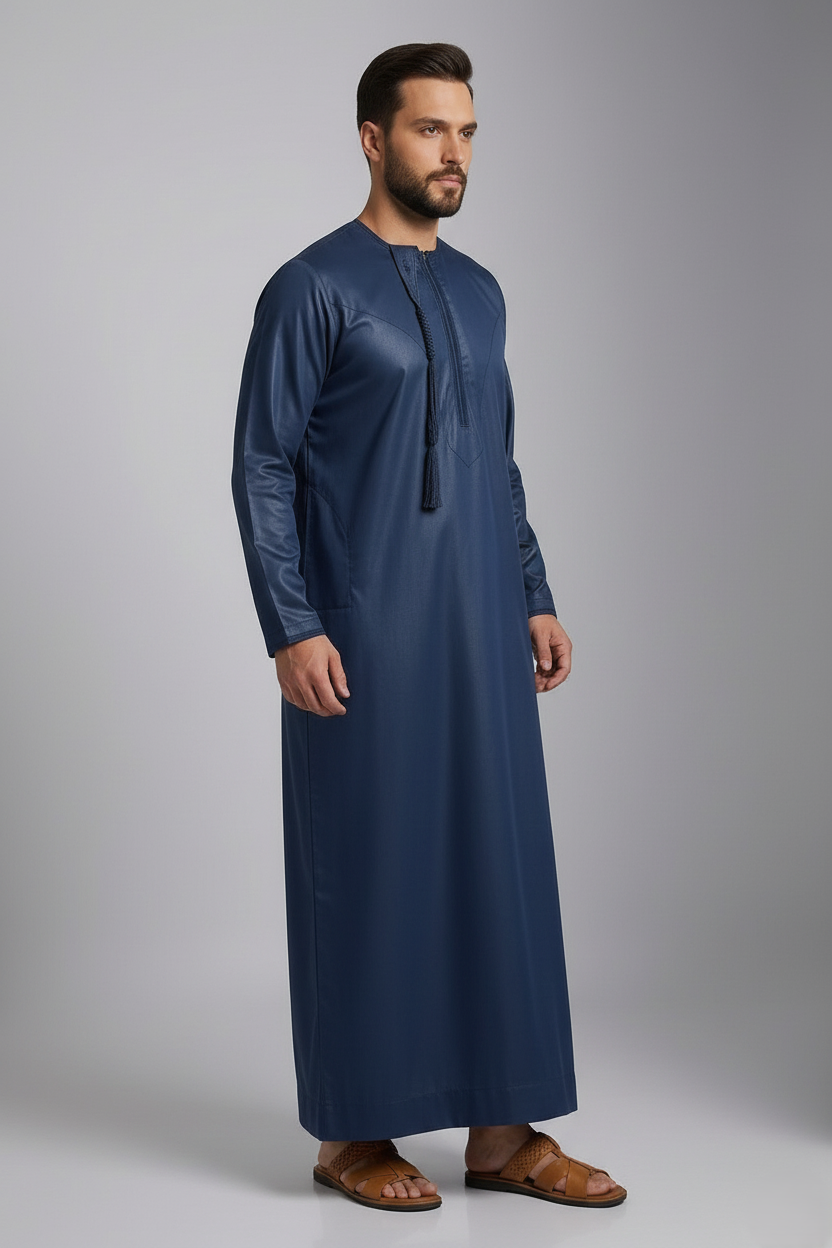 Man wearing a long blue jubba