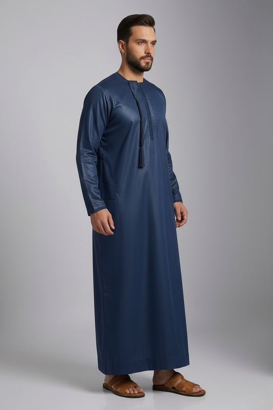 Man wearing a long blue jubba