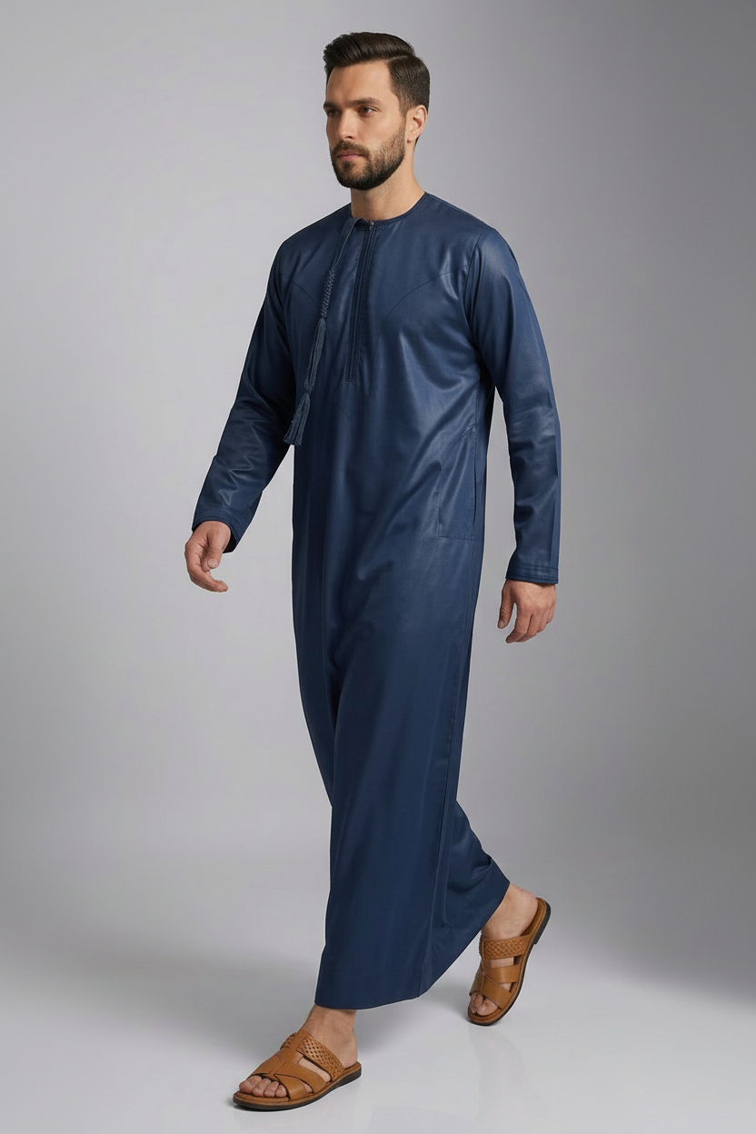 Man wearing a blue traditional outfit 