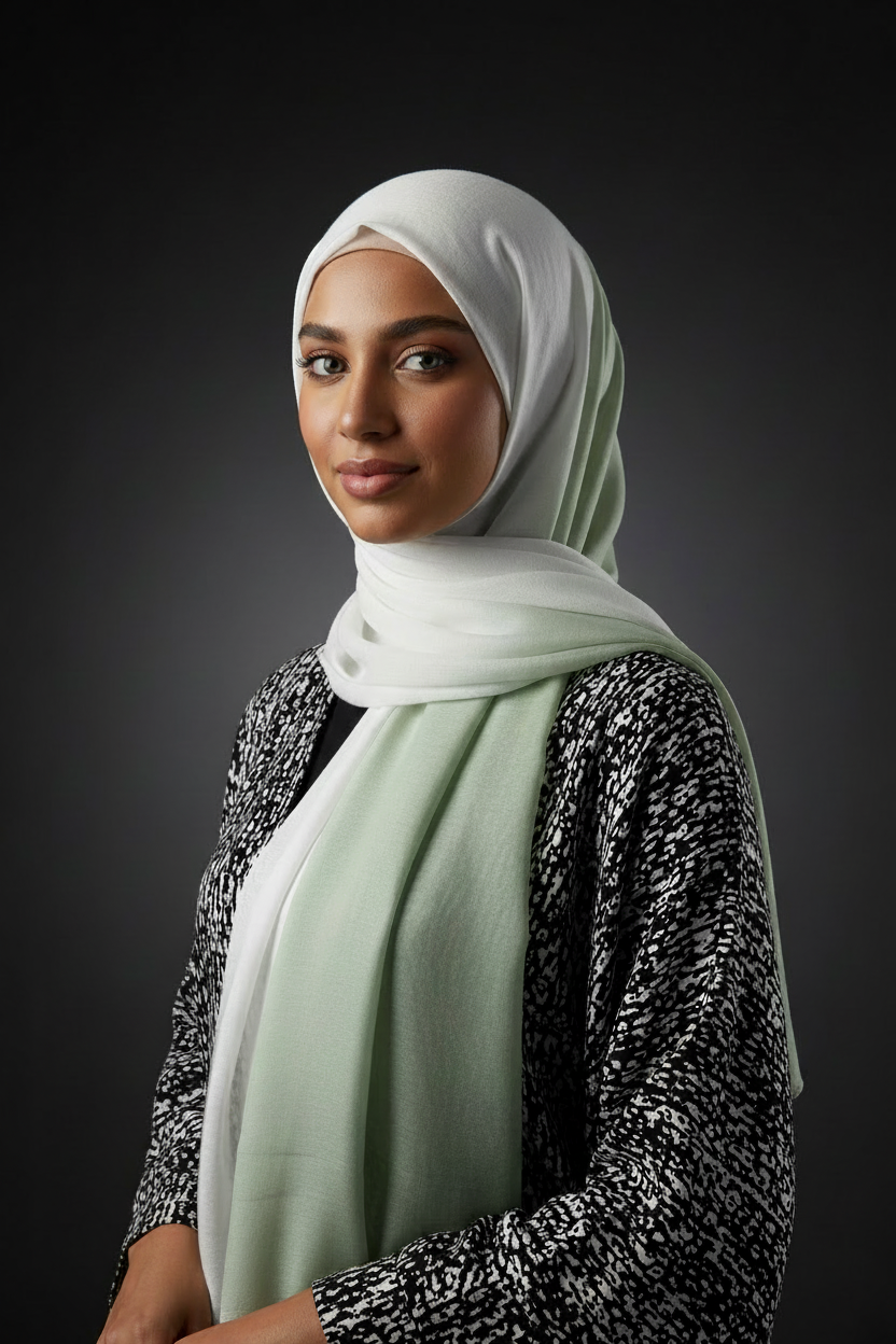 Ombré Hijab - White Sage