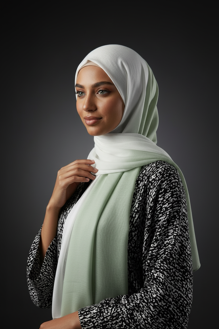Ombré Hijab - White Sage