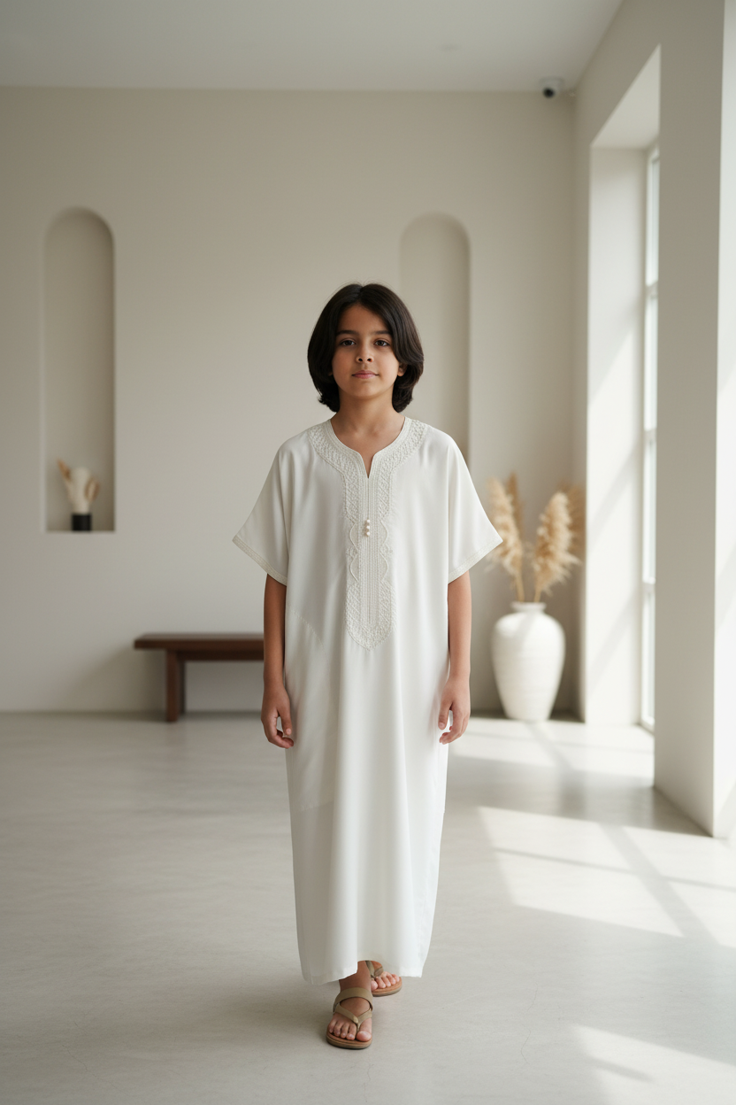 Boys Morrocan Thobe Off White