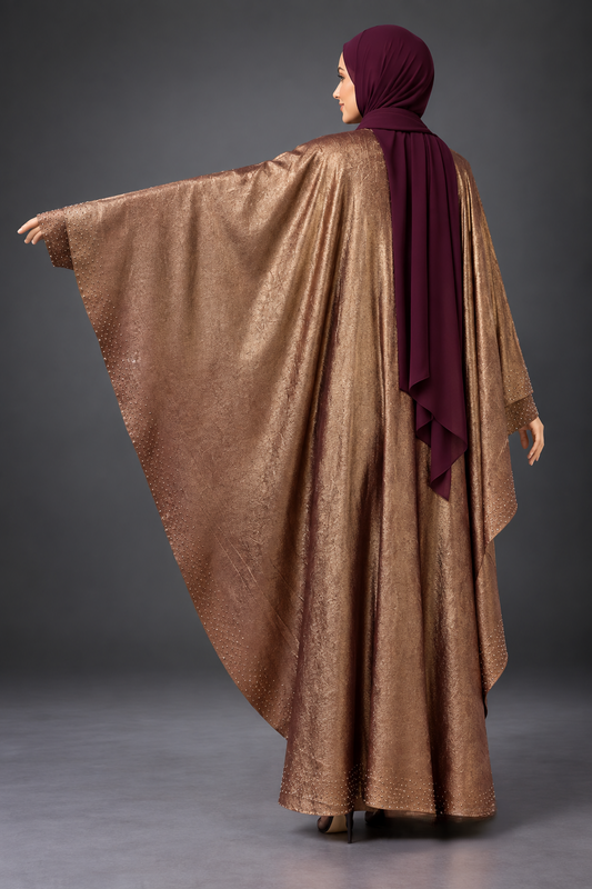Shimmer Cape Abaya with Plum Hijab