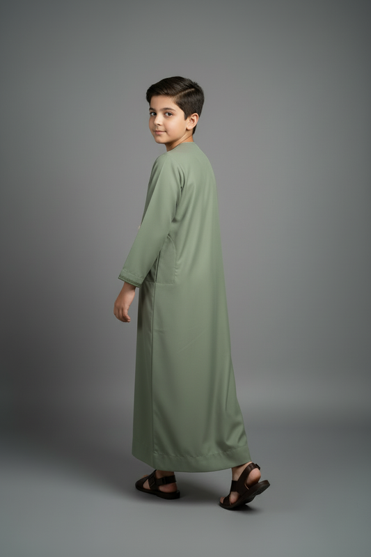 Dusty Olive Omani Thobe – Boys
